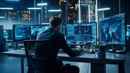 Fototapeta premium Cybersecurity Expert Protecting Corporate Network