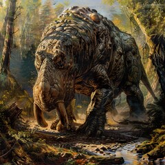 Mythical Forest Creature: Fantasy Beast in Lush Landscape