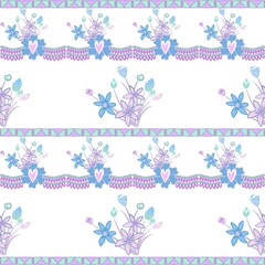 Border of pastel Indian motif pattern paisley ikat seamless pattern in blue purple flower frame ,concept design for carpet ,sleeves, fabric ethnic pattern ornament ,media print pattern for sari ,tile.