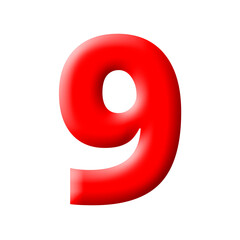 3d red number 9