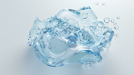 blue and white beads on the surface, forming an irregular shape with clear edges. The top layer is made up of transparent plastic material