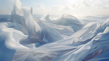 Obraz premium White Fabric Flowing Over the Ocean - Abstract Photography