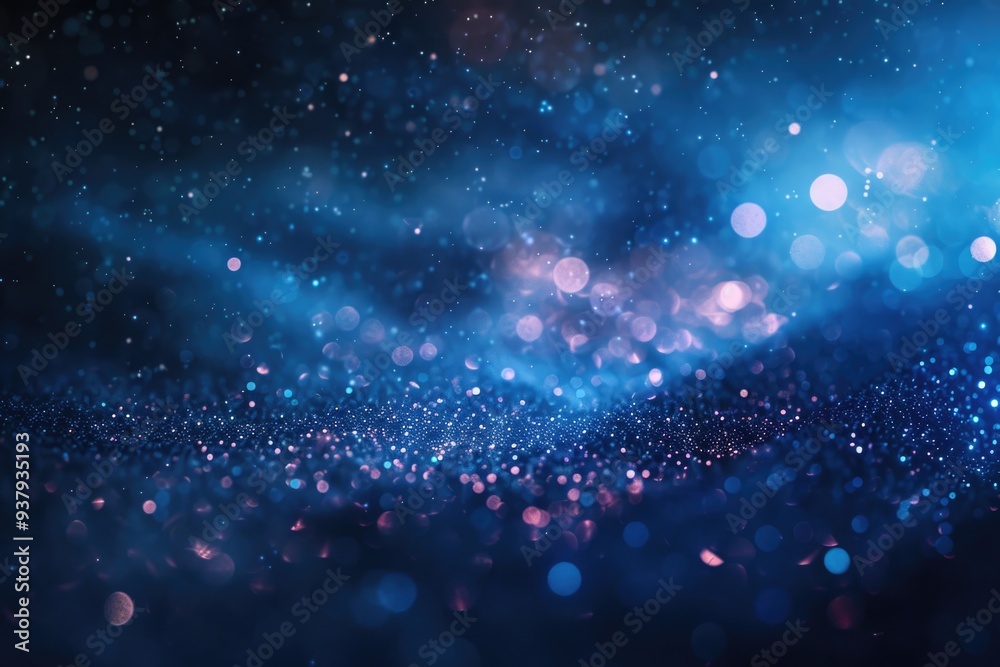 Poster Blurry image of a blue and black background with abstract shapes
