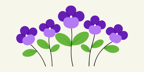 Elegant Violet Bunch with Small Overlapping Flowers: Detailed Illustration