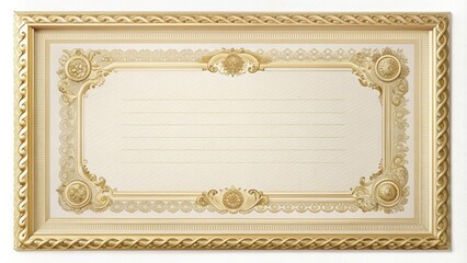 A beautifully designed certificate is elegantly displayed in a luxury gold frame with subtle ornate details, against a clean white background, exuding excellence and achievement.