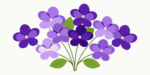 Elegant Violet Bunch with Small Overlapping Flowers: Detailed Illustration