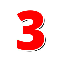 3d Red Number 3