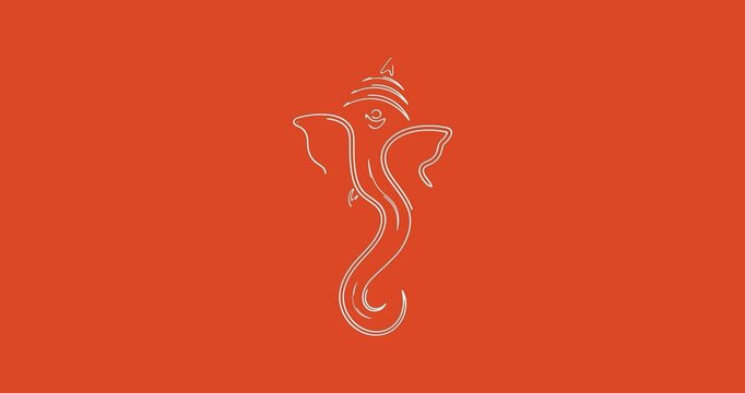 lord ganpati line art motion graphics on light background. design for Hindu Auspicious Occasion and Ganesh chaturthi festival.