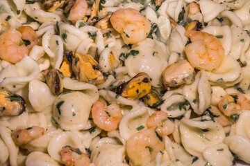 Delicious Fresh Cooked Sea Food With Pasta