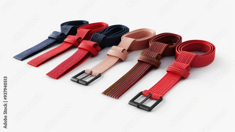 Poster a collection of colorful belts on display