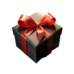 Obraz premium black gift box with red bow