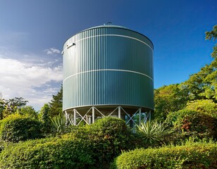 A water reservoir among greenery photo