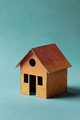 A Simple paper house, In Solid colors and background