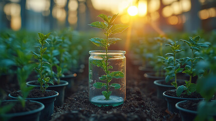 elenmeyer flask for biotechnology renewable energy concept background