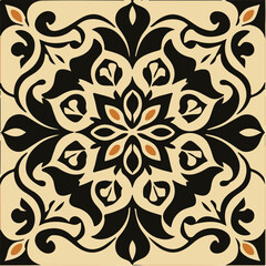 Vector illustration of traditional square design elements, black and white seamless floor tiles design vector, 