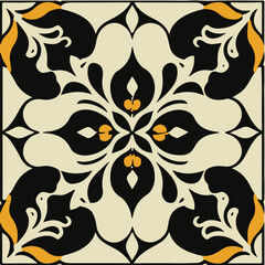 Vector illustration of traditional square design elements, black and white seamless floor tiles design vector, 