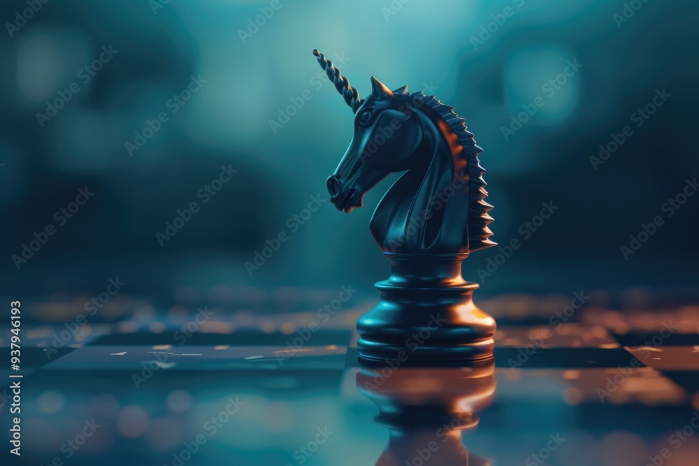 Poster a close-up shot of a single chess piece on a chess board