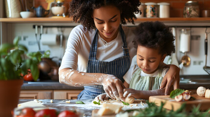 
Family bonding in the kitchen while preparing a homemade meal together