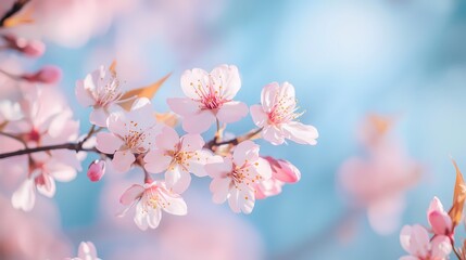 Delicate Pink Cherry Blossoms in Spring.