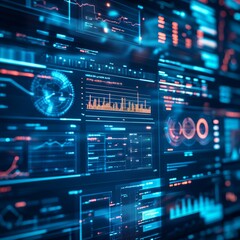 Obraz premium 18. Digital dashboard displaying key economic indicators and policy impacts, concept of real-time economic policy analysis