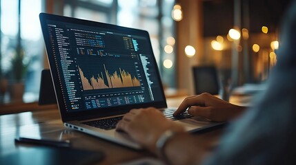 Advice teamwork and people at laptop with graphs charts or data analysis for business growth Research stats and collaboration at computer for sales development profit or finance budget : Generative AI