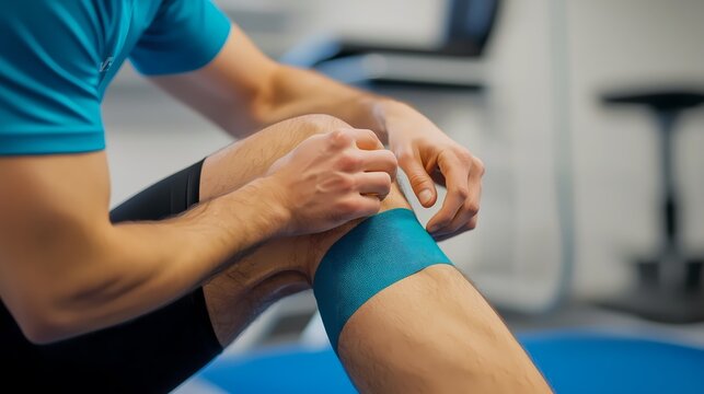 Kinesio Tape Applied to Knee.