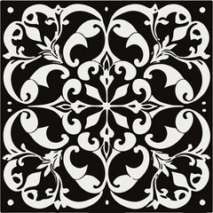 Vector illustration of traditional square design elements, black and white seamless floor tiles design vector, 