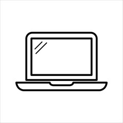 Laptop computer with white and blank screen on transparent background.