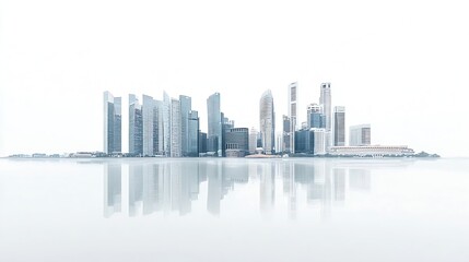 Obraz premium Cityscape of Singapore isolated on white background : Generative AI