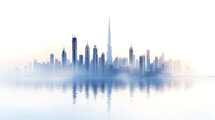 Naklejka premium Cityscape of Dubai United Arab Emirates isolated on white background : Generative AI