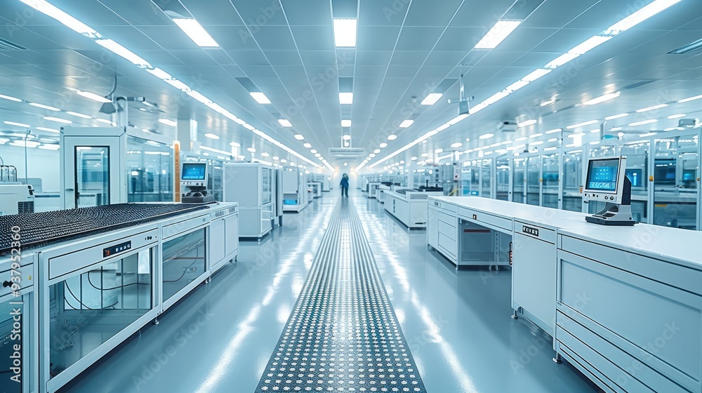Leinwandbilder automation and industry 4.0 technology in a modern semiconductor factory. generative ai.