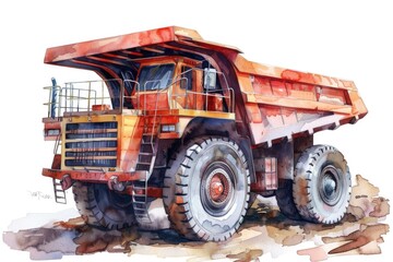 Obraz premium Illustration of a dump truck with a watercolor style