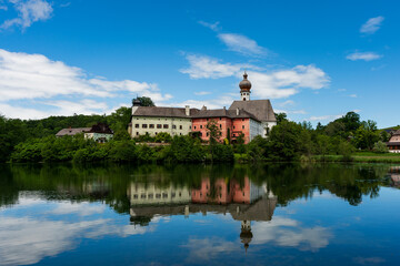 Fototapeta premium Panoramic view of Höglwörth Monastery in Bavaria, Germany.