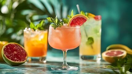 Refreshing summer cocktail with grapefruit and mint, offering a vibrant and flavorful drink that's perfect for hot weather.