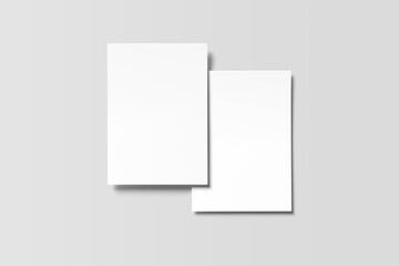Blank portrait mock-up paper. brochure magazine isolated on gray, changeable background / white paper isolated on gray.