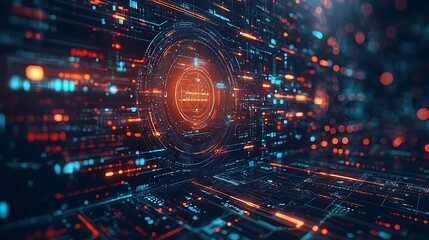 Futuristic digital interface with glowing lines and bokeh lights, illustrating the beauty of data, technology, and modern design.