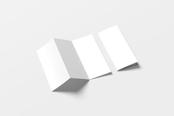3D realistically rendered tri-fold brochure mockup drawing.
