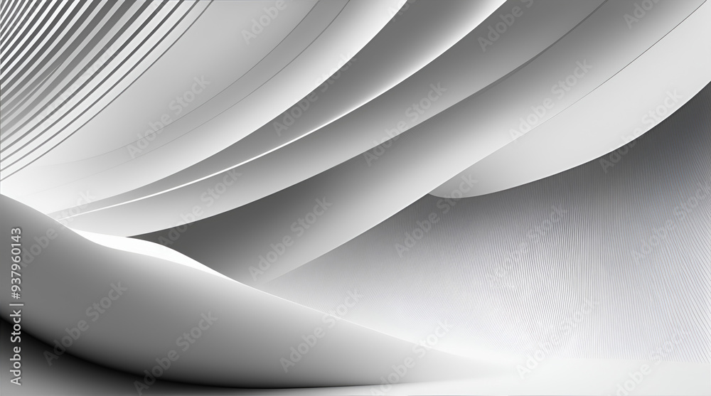 Wall mural Abstract silver background with smooth wavy lines