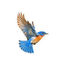 Obraz premium Bluebird in Flight Against Black Background