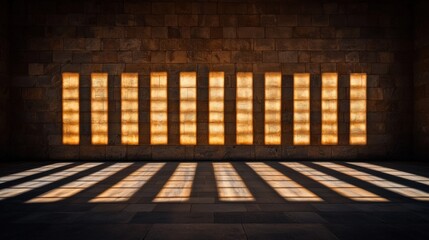 Light creating patterns on the walls of a historic stone chapel