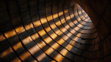 Naklejka premium Light creating patterns on the walls of a historic stone chapel