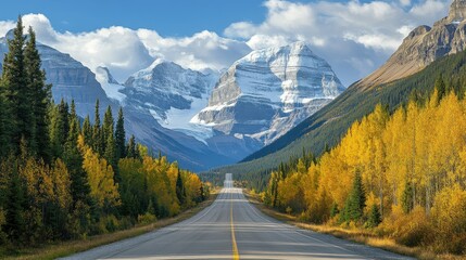Fototapeta premium Scenic autumn drive through a mountainous landscape in Canada