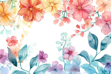 Watercolor flowers background, abstract flowers made from watercolor paint splashes.