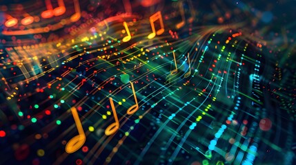 Abstract Music Visualization with Colorful Notes and Sound Waves