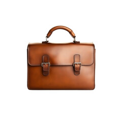 Brown Leather Briefcase with Metal Buckles