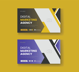 Corporate business and digital marketing youtube thumbnail or web banner template