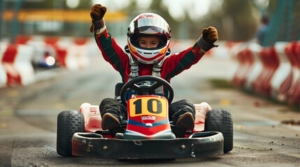 a Go-Kart Racer on the Track
