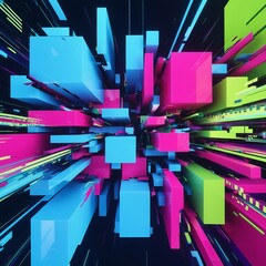 Glitch Neon Abstract Background