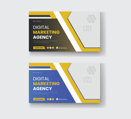 Corporate business and digital marketing youtube thumbnail or web banner template