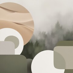 "Tranquil Earth-Toned Abstract with Soft Geometric Harmony"